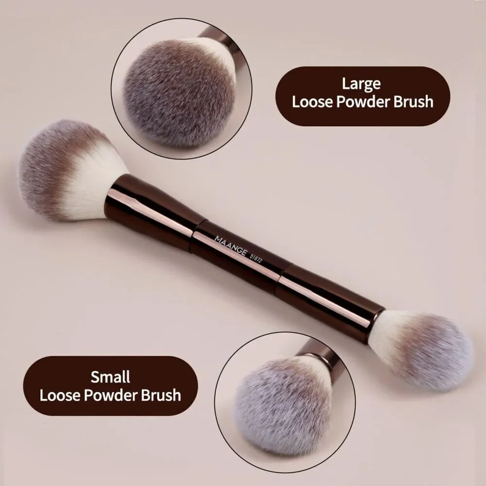 Maange 7 Pieces Coffee Double Sided Kabuki Cosmetics Makeup Brushes